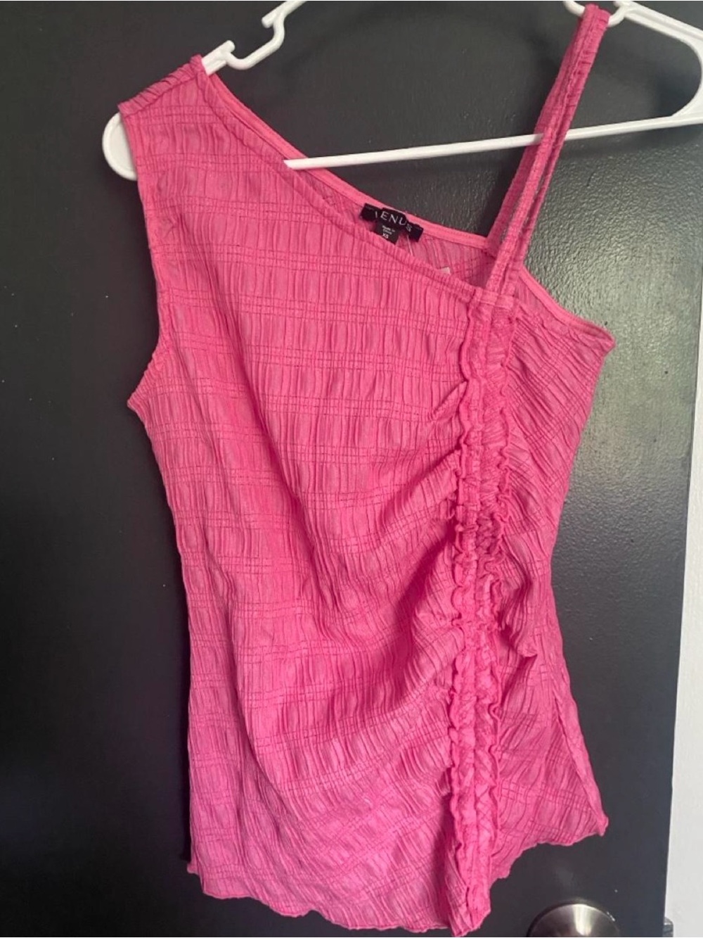 VENUS Bright Fuchsia One-Shoulder Ruffle Tank